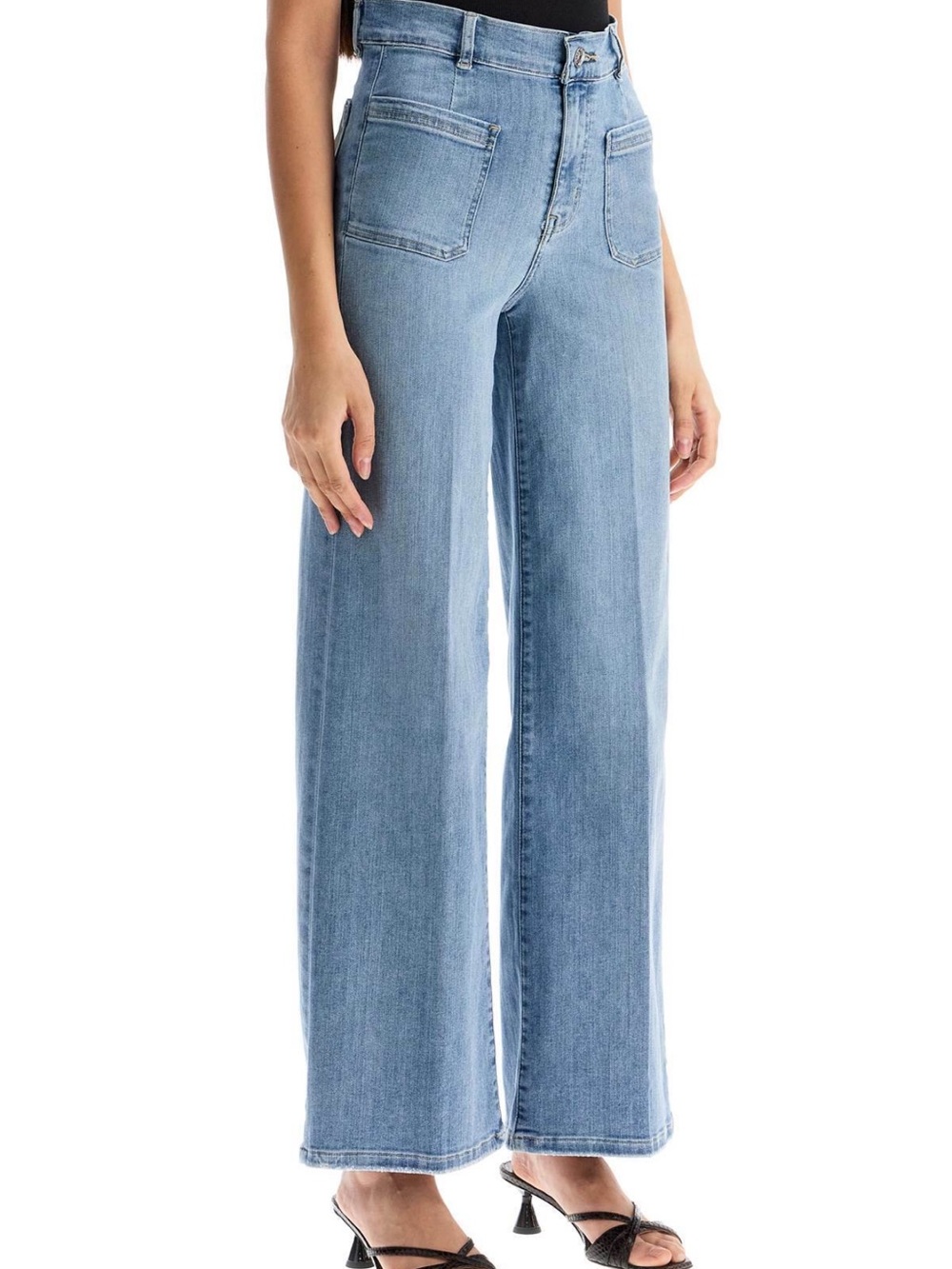 FRAME Le Slim Palazzo Bardot Pocket Jeans 31 Wilson Clean